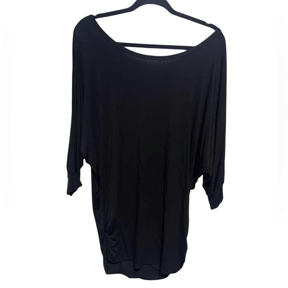 Made By Johnny extremely soft black top with ruching on the sides. NWT